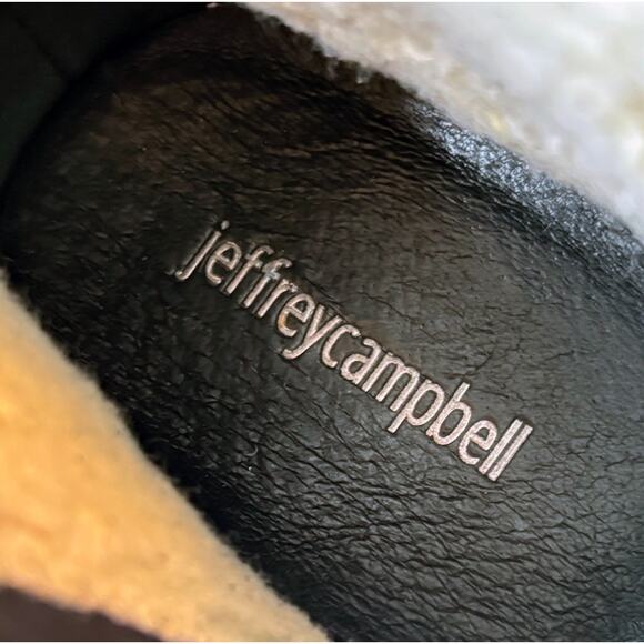 Jeffrey Campbell Black Suede Shearling Lace-Up Lug Sole Boots Women’s Size 7 - Picture 9 of 10